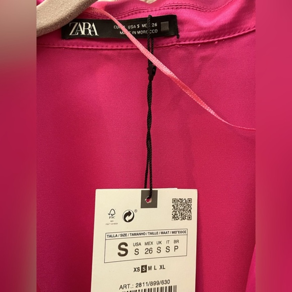 Zara Satin Effect Mini Dress‎ Fushia. Blogger fave.NWT💃🏻🔥 - Picture 5 of 6
